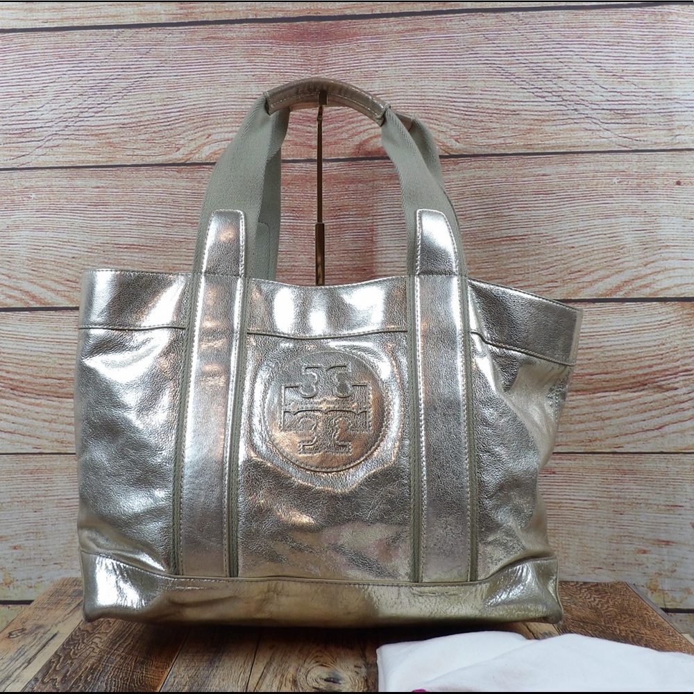 Tory Burch Leather Ella Tote in gold leather
